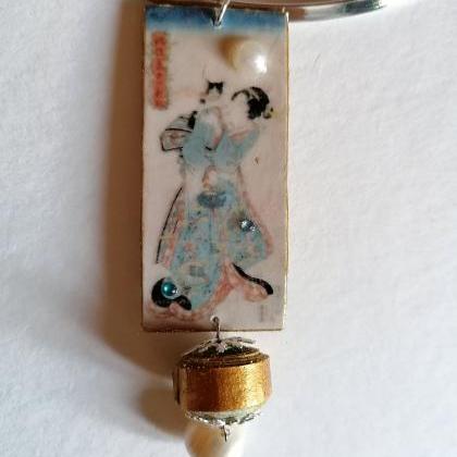 Geisha with cat necklace